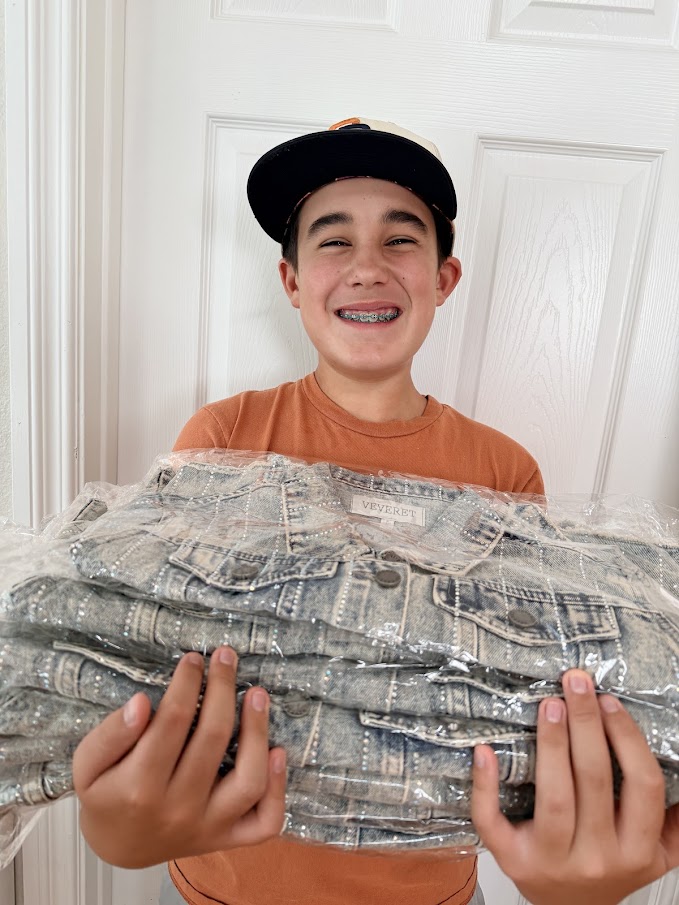 Cody packing a Magic Sparkle Jacket order